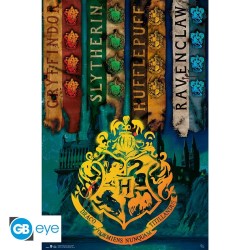Poster Harry Potter Drapeaux des maisons - 91.5 cm par 61 cm