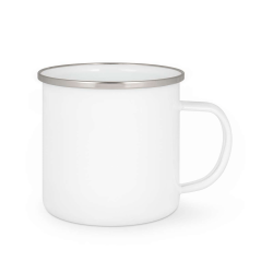 Tasse émaillée blanche bord...