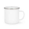 Tasse émaillée blanche bord argent 12oz