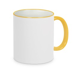 Mug bougie liseré jaune personnalisable